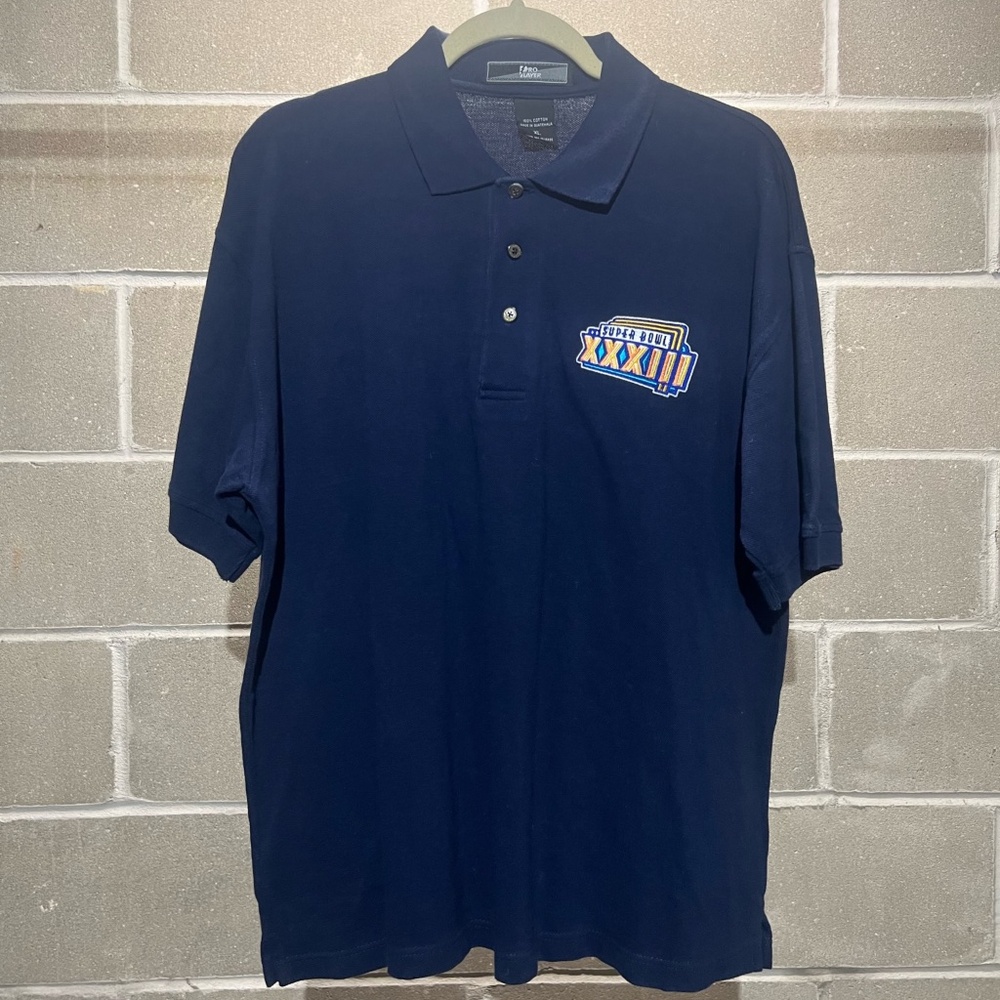 SOLD: Vintage Navy Super Bowl XXXIII Polo Shirt